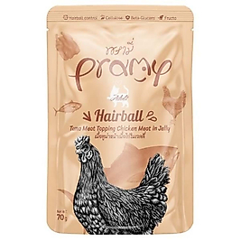 Pramy Hairball Jöle İçinde Ton Balıklı Ve Tavuklu Yetişkin Kedi Maması 70G