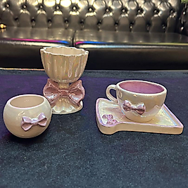 Tek kişilik el yapımı 4 parça fiyonk set