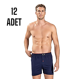 Gümüş Erkek Penye Boxer Şort Lacivert 12 Li Paket