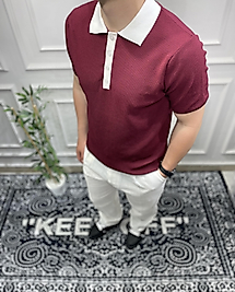Old Money Triko Polo Yaka - Bordo
