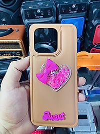 Redmi 12C Kalp Kabartmalı Simli Telefon Kılıfı