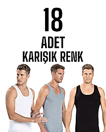 Gümüş Erkek Likralı Askılı Atlet Karışık 18 Li Paket