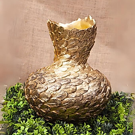 Tombul Tüy Vazo 33cm. ALTIN