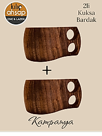 2li Kuksa Bardak - Ahşap Kuksa Bardak - 2li Ahşap Kuksa Bardak