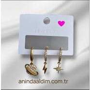 Çelik 3'lü Küpe