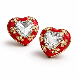 Kırmızı Kalp Düğme Broş