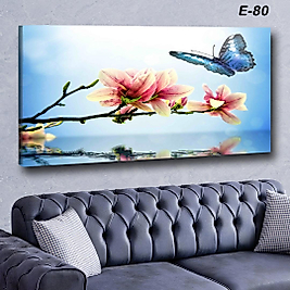 MERCAN MOBİLYA  VE AKSESUAR ,   130*70 BAHAR DALI VE KELEBEK  KANVAS TABLO