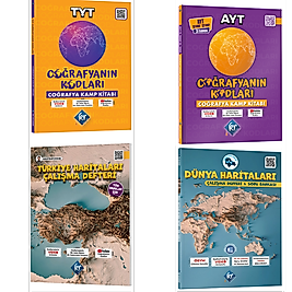 Coğrafyanın Kodları TYT ve AYT Coğrafya Kamp Kitabı+ Dünya Haritaları + Türkiye Haritaları 4 kitap