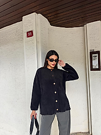 Oversize ,Yumuşak Standart Beden Siyah Hırka 2026