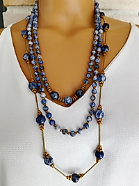 ZARİF ÜÇLÜ SODALİT  DOĞALTAŞ KOLYE