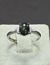 Janjanlı Opal Taşı Ayarlanabilir Çelik Yüzük