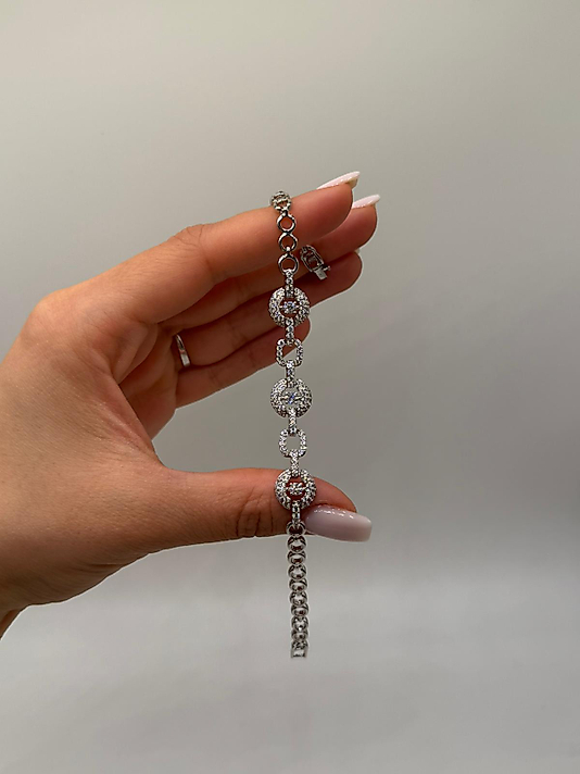 Yuvarlak Form Zirkon Taşlı Xuping VIP Çelik Gümüş Renk Kadın Bileklik