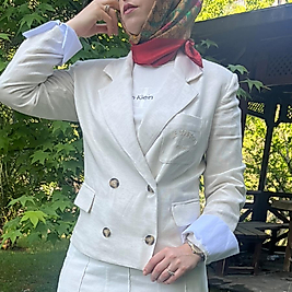 Gömlek detaylı KETEN CEKET