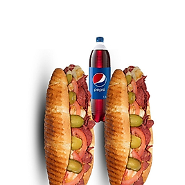 2'li Tam Porsiyon Ekmek Arası Sucuk Menü + 1,5 Litre Kola İçecek