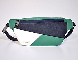 Geometrik Üçgen Yeşil Dizayn Patchwork Bum Bag Bel Çantası