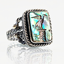 YÜKSELİŞ SÜTUNU SEDEF İNTAGLİO KUŞ YÜZÜK