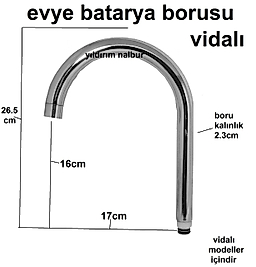 EVYE BATARYA BORUSU VİDALILARA KUĞU MUTFAK BATARYASI BORU