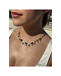 ÇELİK RENKLİ TAŞ KOLYE