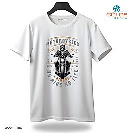 Motorcu Tarzı Baskılı Oversize Unisex Tişört