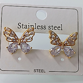 Çelik Gold Kaplama Taşlı 🦋 Küpe