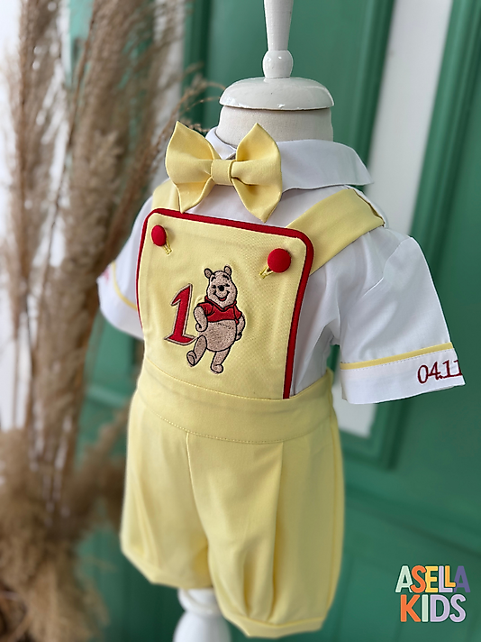 Salopet Tulum Sarı Renk - Winnie The Pooh Nakışlı