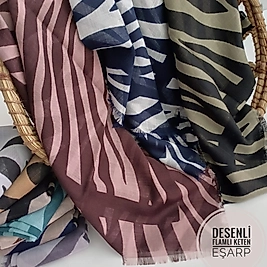 ZEBRA DESEN FLAMLI KETEN EŞARP 30 adet