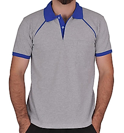 Yakalı T-Shirt Pamuk Penye 1.Kalite Kumaş Gri ve Sax Mavi  Renk