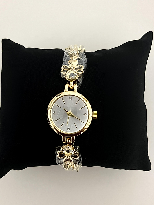 Gold Taşlı Yuvarlak Saat