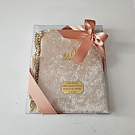 Pembe Kurdeleli Kadife Set