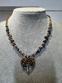 Hayat Ağacı Kaplan Gözü Taşlı Kolye