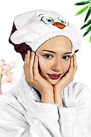 Kuş Desenli Bordo Havlu Bone