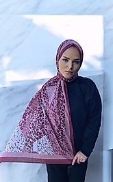 Crystal Digital Baskı Desenli Pamuk Şal Koyu Pembe