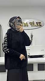 KOL DETAYLI ANGORA KAZAK SİYAH