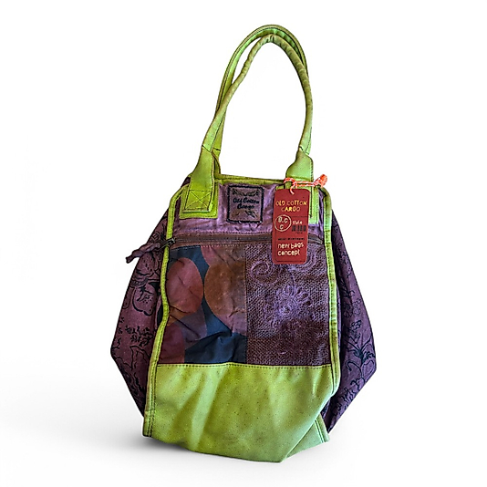 Old Cotton Kaliteli Organik Vintage Büyük Desenli Kadın Omuz Çantası Sancarlos bag 8145 XL