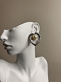 Oval İnci Gold Küpe Model Çelik Küpe