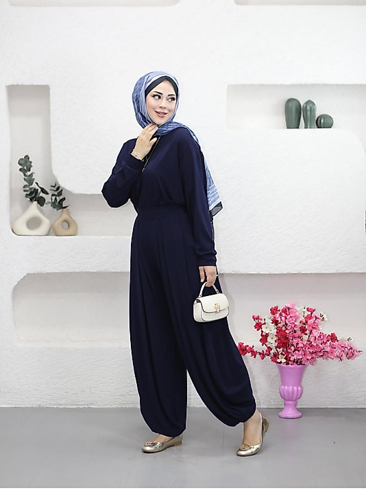 Oysho Kumaş Şalvar Takim Lacivert