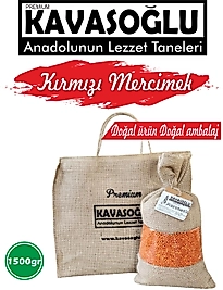 Kavasoğlu Kırmızı Mercimek 1500gr Jüt Doğal Çuval