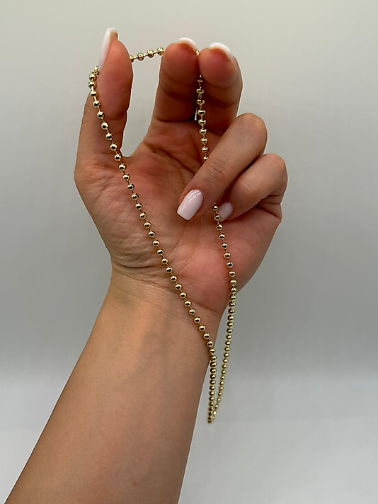 Xuping VIP Çelik Boncuk Zincir Kolye – 14K Altın Renk