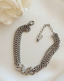Kelebek Çelik Bileklik(gümüş 16cm+6cm)