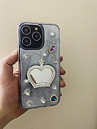 İPhone 14 Pro Max Aynalı Taşlı Telefon Kılıfı -4