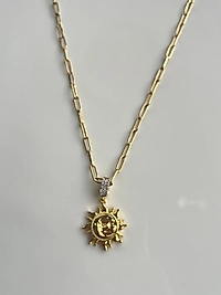 Çelik Kolye  Düz Güneş Charm Model