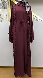 Bordo Fırfırlı Elbise