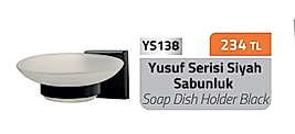 Siyah Banyo içi Katı Sabunluk (Cam) Paslanmaz