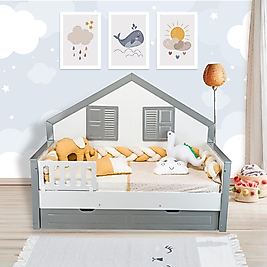 TuGu home baby Baby Örgülü,pamuklu 8 Parça 90x190 Cm Montessori Yatak,tek Kişilik Montessori Uyku Seti