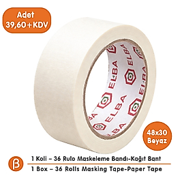 Elba 48x30 Maskeleme Bandı (1 Koli – 36 Adet) | Toptan Maskeleme (Boya Koruma - Badana) Bandı