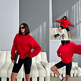 Kırmızı Oversize İçi Şardonlu Unisex Sweat