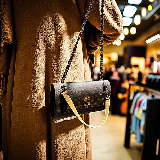 Vakko çanta, kahve ve bej renkli monogram deseni