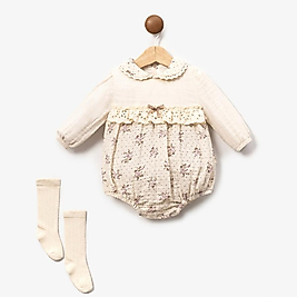 Alisya Ççekli Çoraplı Müslin Romper