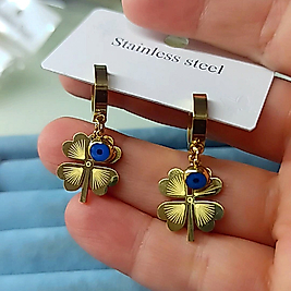 Çelik Gold Yonca 🍀 Küpe