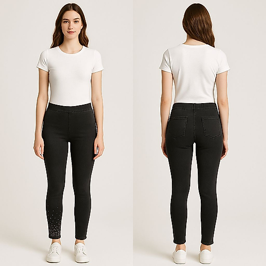 ENİMON TAŞ DETAYLI KOT TAYT (HEDİYELİ)